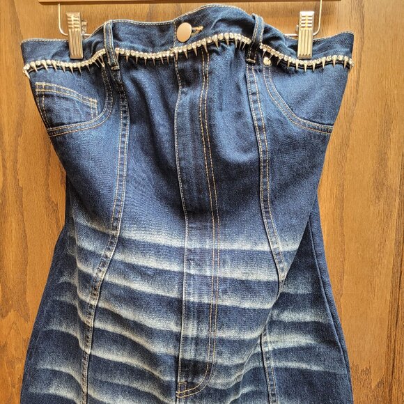 AKIRA 'HOW'S THE VIEW' STRAPLESS DENIM MINI DRESS (SOLD OUT) - NWT - Picture 5 of 9